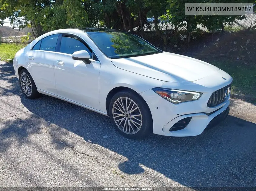 MERCEDES CLA-KLASSE 2021, VIN W1K5J4HB3MN189287