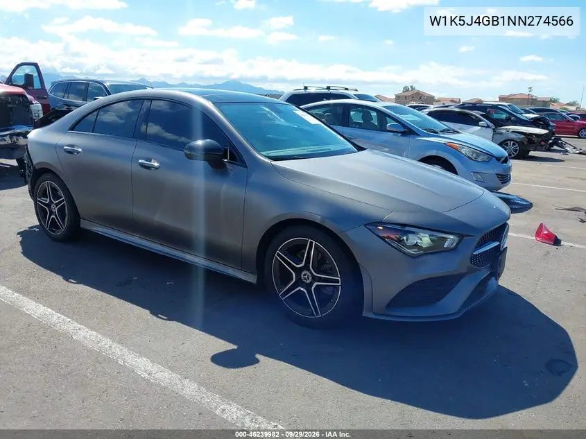 MERCEDES CLA-KLASSE 2022, VIN W1K5J4GB1NN274566