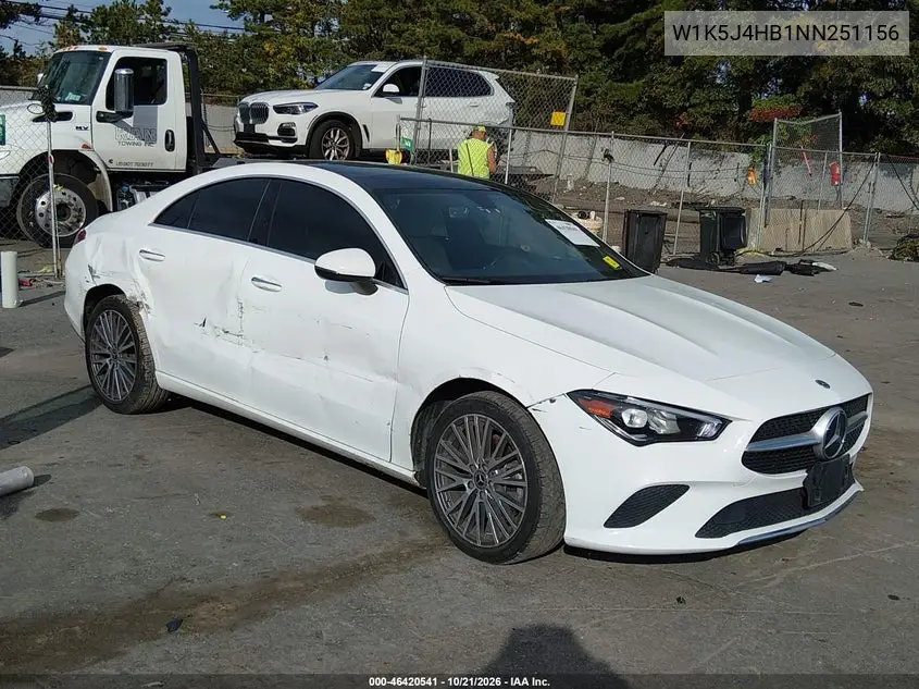 MERCEDES CLA-KLASSE 2022, VIN W1K5J4HB1NN251156