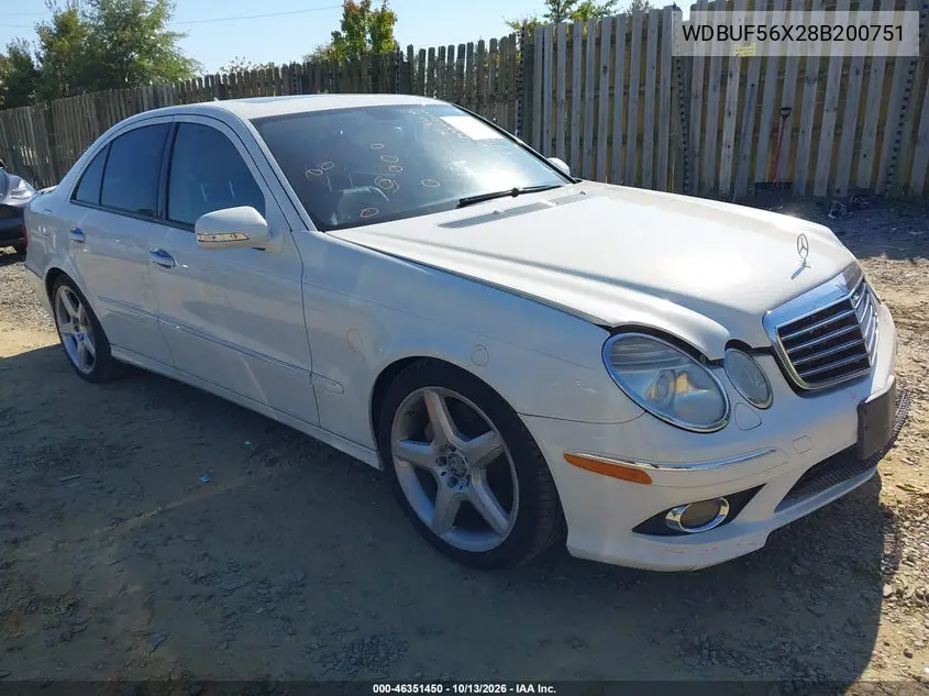 MERCEDES E-KLASSE 2008, VIN WDBUF56X28B200751