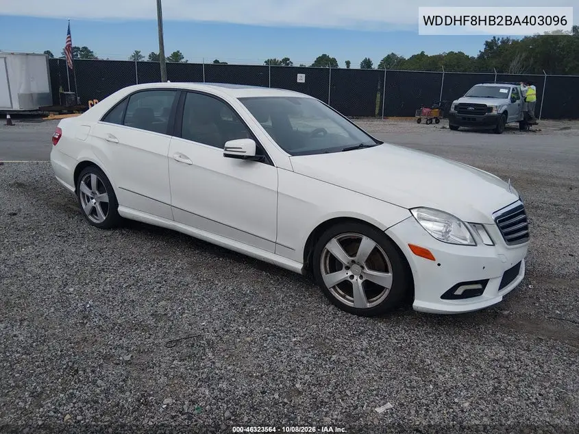 MERCEDES E-KLASSE 2011, VIN WDDHF8HB2BA403096