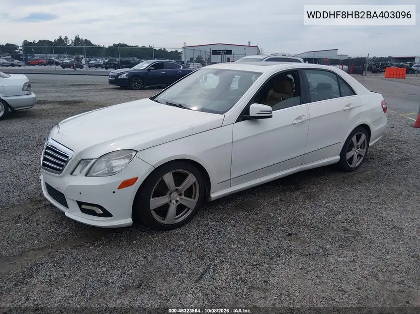 2011 MERCEDES E-KLASSE VIN WDDHF8HB2BA403096 — фото 2