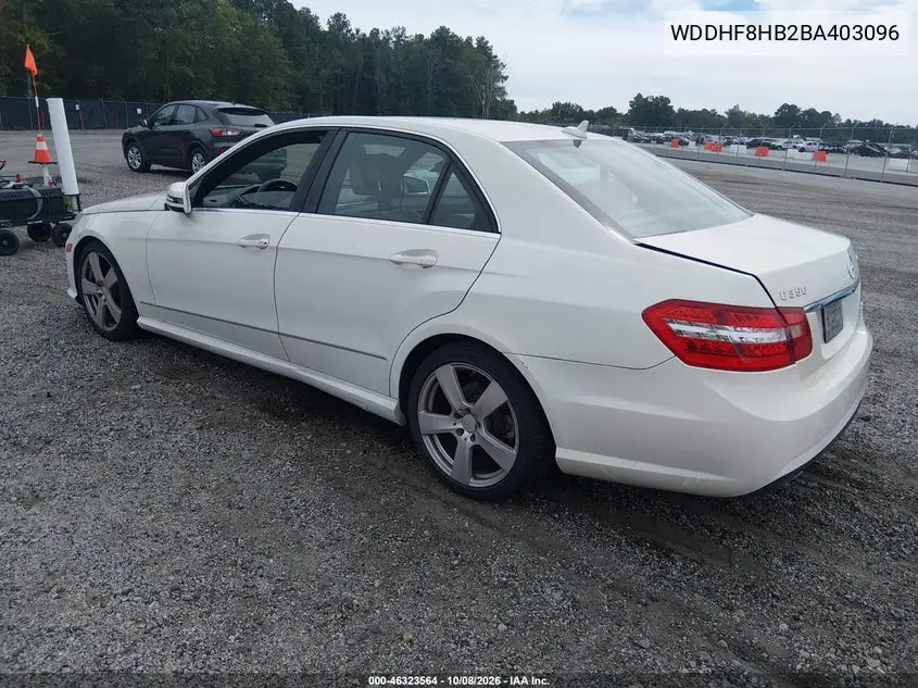 2011 MERCEDES E-KLASSE VIN WDDHF8HB2BA403096 — фото 3