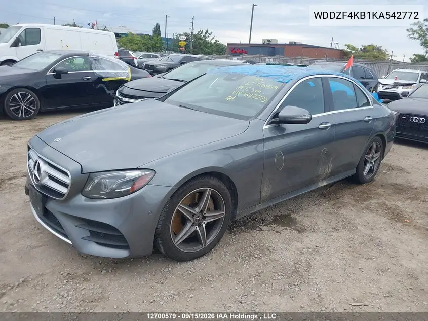 2019 MERCEDES E-KLASSE VIN WDDZF4KB1KA542772 — фото 2