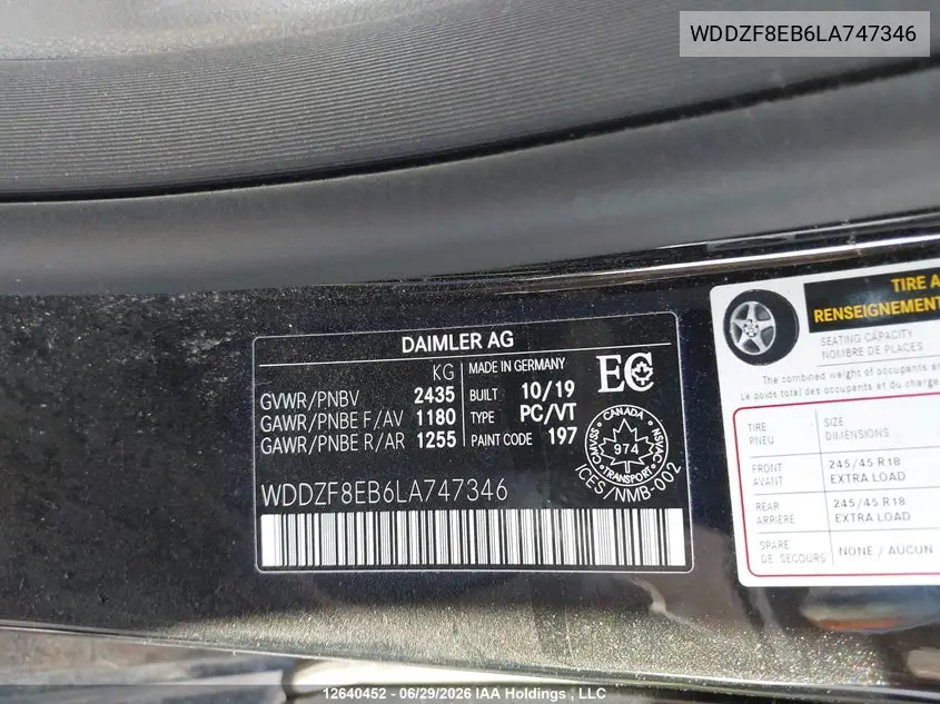 2020 MERCEDES E-KLASSE VIN WDDZF8EB6LA747346 — фото 9