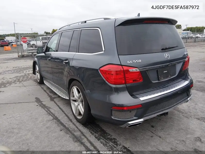 2015 MERCEDES GL-KLASSE VIN 4JGDF7DE5FA587972 — фото 3