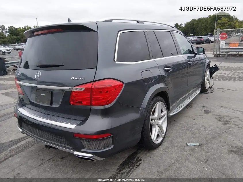 2015 MERCEDES GL-KLASSE VIN 4JGDF7DE5FA587972 — фото 4