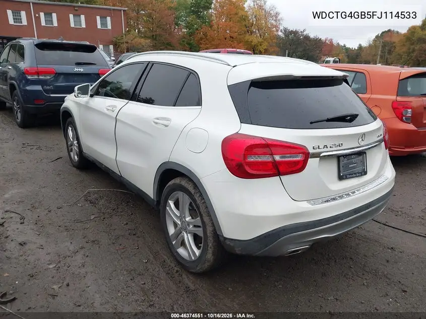 2015 MERCEDES GLA-KLASSE VIN WDCTG4GB5FJ114533 — фото 3