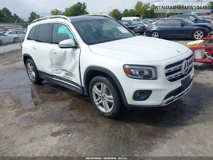 MERCEDES GLB 2021, VIN W1N4M4HB6MW104460