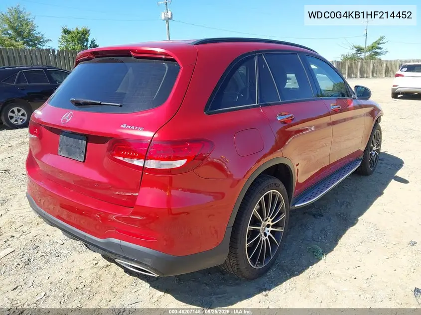 2017 MERCEDES GLC VIN WDC0G4KB1HF214452 — фото 4