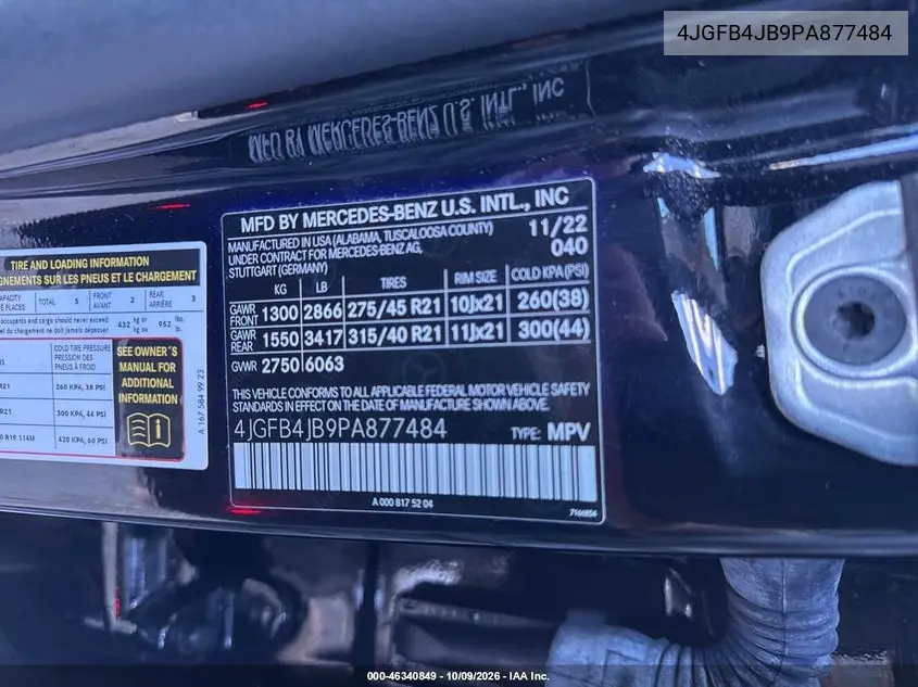2023 MERCEDES GLE VIN 4JGFB4JB9PA877484 — фото 9