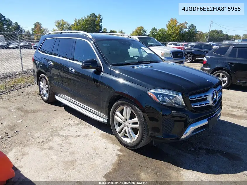 MERCEDES GLS-KLASSE 2017, VIN 4JGDF6EE2HA815955