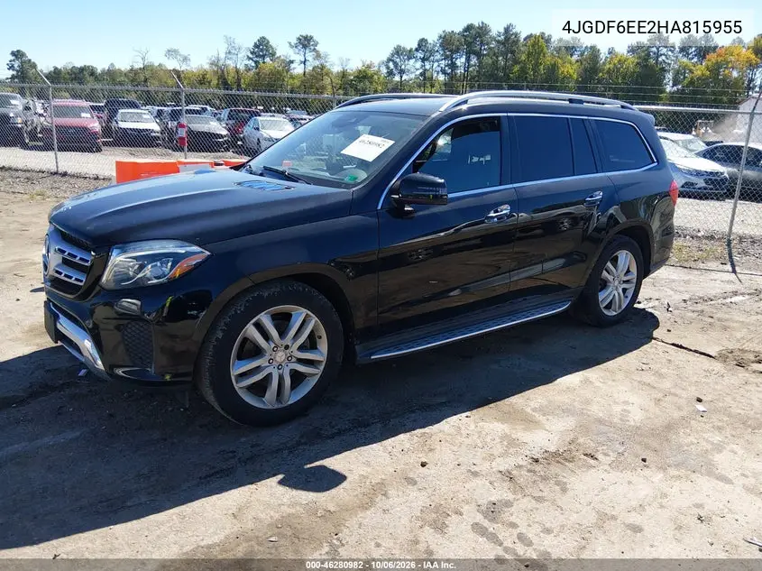 2017 MERCEDES GLS-KLASSE VIN 4JGDF6EE2HA815955 — фото 2