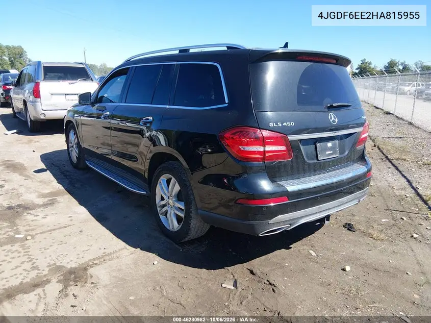 2017 MERCEDES GLS-KLASSE VIN 4JGDF6EE2HA815955 — фото 3