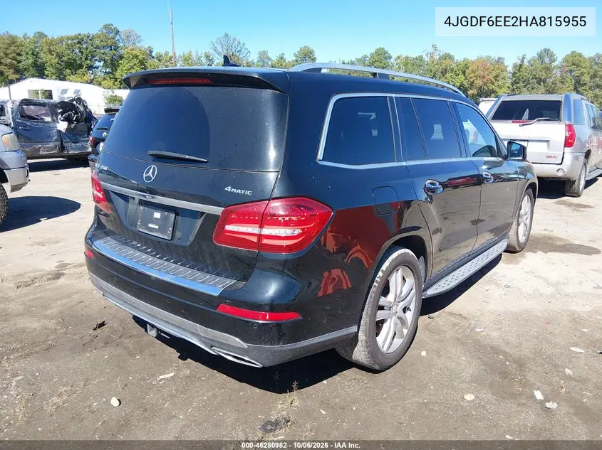 2017 MERCEDES GLS-KLASSE VIN 4JGDF6EE2HA815955 — фото 4