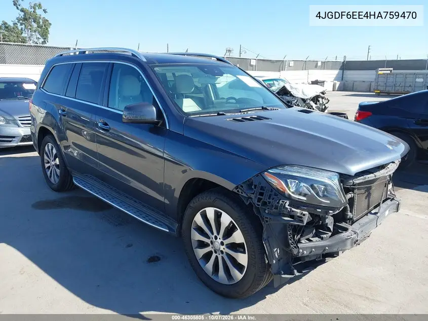 MERCEDES GLS-KLASSE 2017, VIN 4JGDF6EE4HA759470