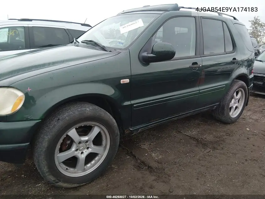 2000 MERCEDES M-KLASSE VIN 4JGAB54E9YA174183 — фото 2
