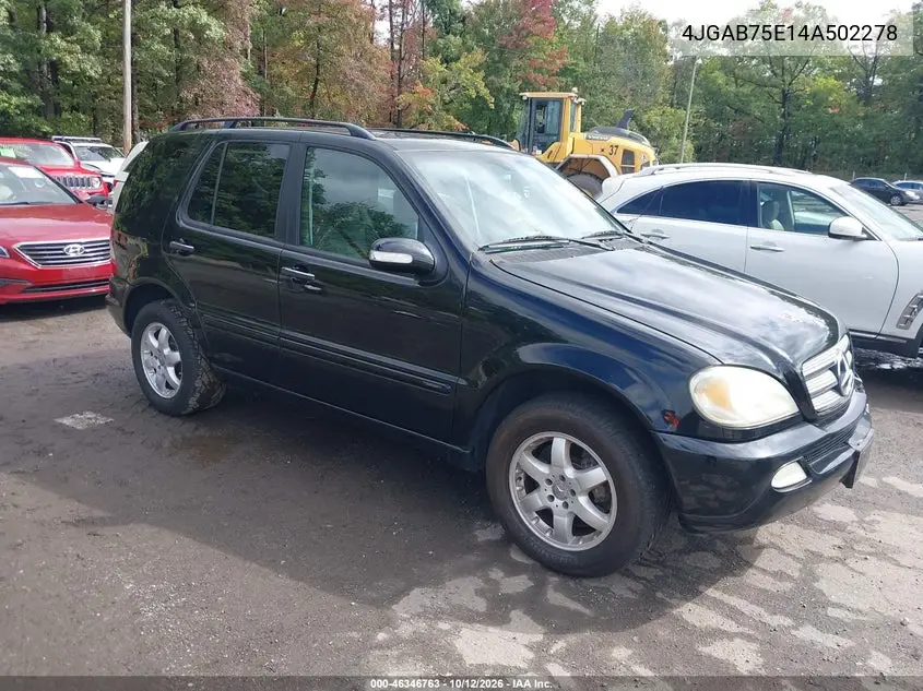 MERCEDES M-KLASSE 2004, VIN 4JGAB75E14A502278
