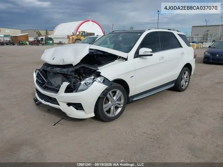 2012 MERCEDES M-KLASSE VIN 4JGDA2EB8CA037070 — фото 2