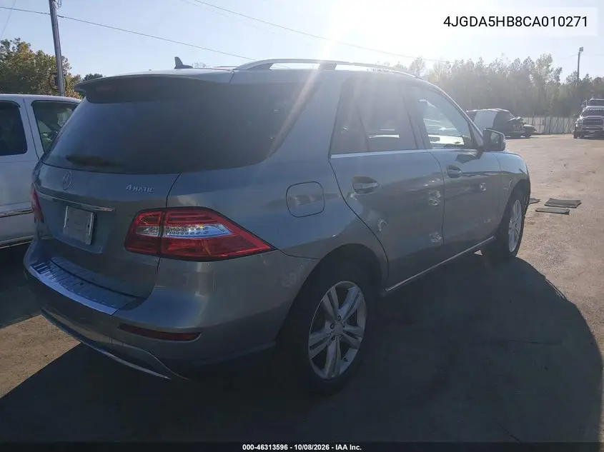 2012 MERCEDES M-KLASSE VIN 4JGDA5HB8CA010271 — фото 4