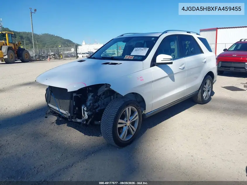 2015 MERCEDES M-KLASSE VIN 4JGDA5HBXFA459455 — фото 2