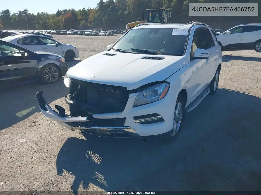 2015 MERCEDES M-KLASSE VIN 4JGDA5HB7FA466752 — фото 2