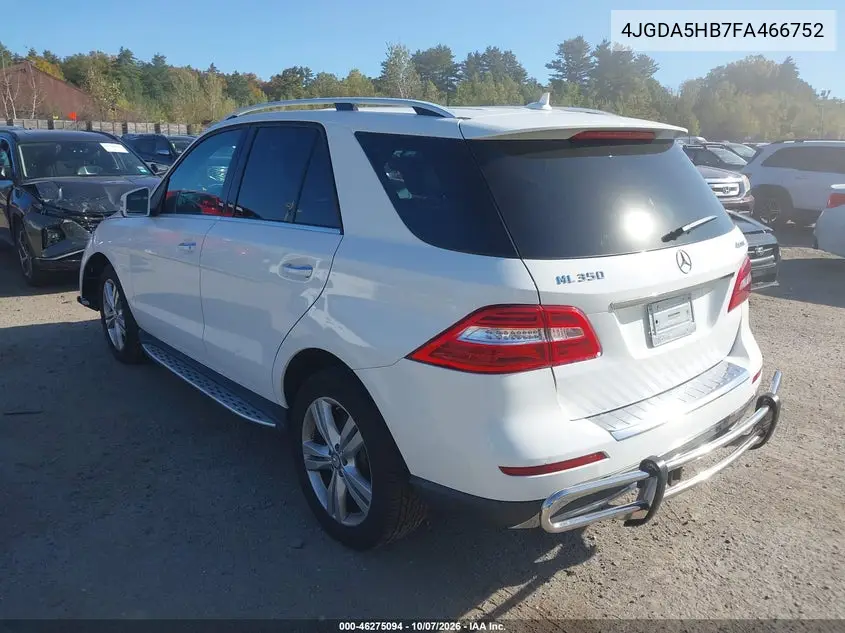 2015 MERCEDES M-KLASSE VIN 4JGDA5HB7FA466752 — фото 3