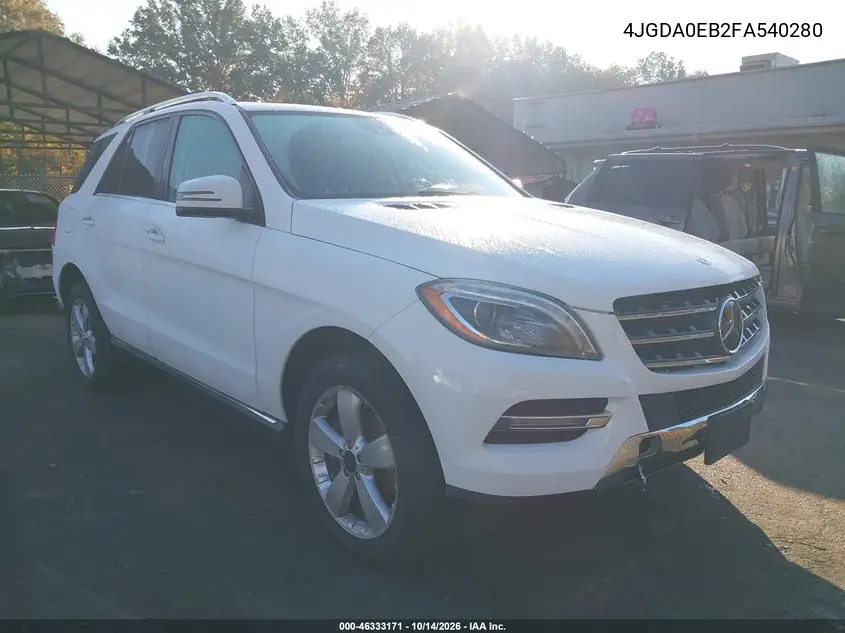 MERCEDES M-KLASSE 2015, VIN 4JGDA0EB2FA540280