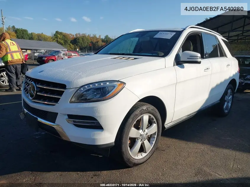 2015 MERCEDES M-KLASSE VIN 4JGDA0EB2FA540280 — фото 2