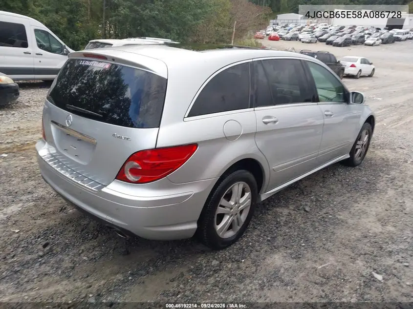 2008 MERCEDES R-KLASSE VIN 4JGCB65E58A086728 — фото 4
