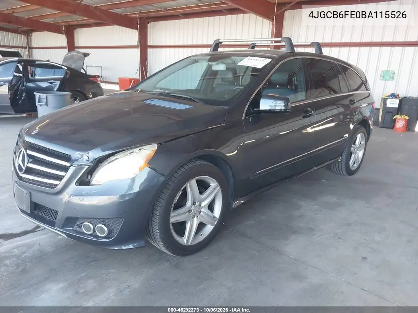 2011 MERCEDES R-KLASSE VIN 4JGCB6FE0BA115526 — фото 2