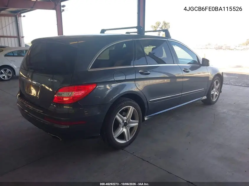 2011 MERCEDES R-KLASSE VIN 4JGCB6FE0BA115526 — фото 4