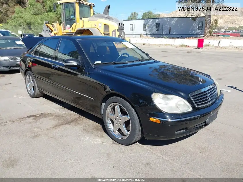 MERCEDES S-KLASSE 2001, VIN WDBNG75J41A222322