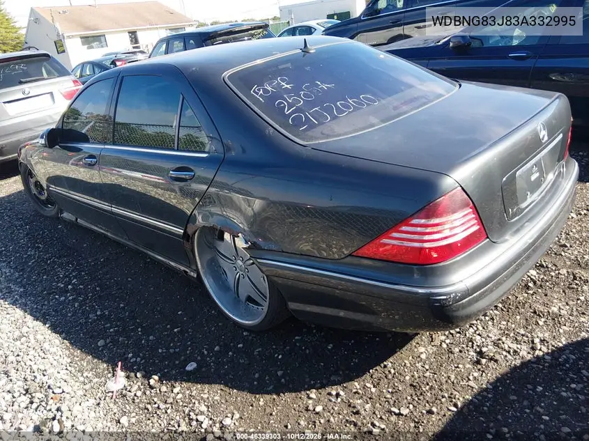 2003 MERCEDES S-KLASSE VIN WDBNG83J83A332995 — фото 3