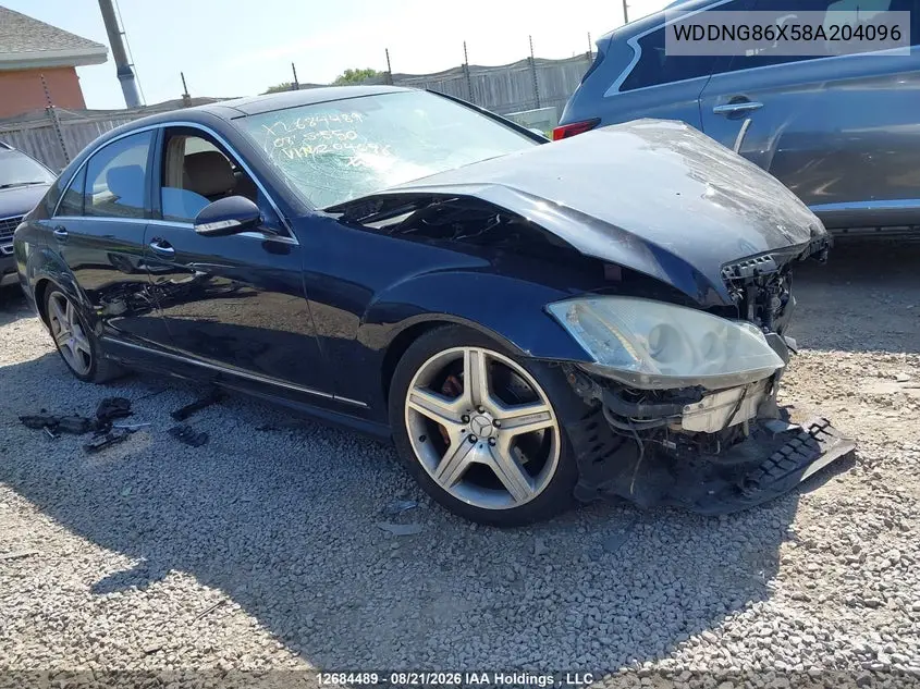 MERCEDES S-KLASSE 2008, VIN WDDNG86X58A204096