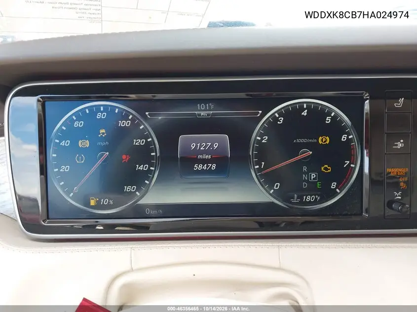 2017 MERCEDES S-KLASSE VIN WDDXK8CB7HA024974 — фото 7
