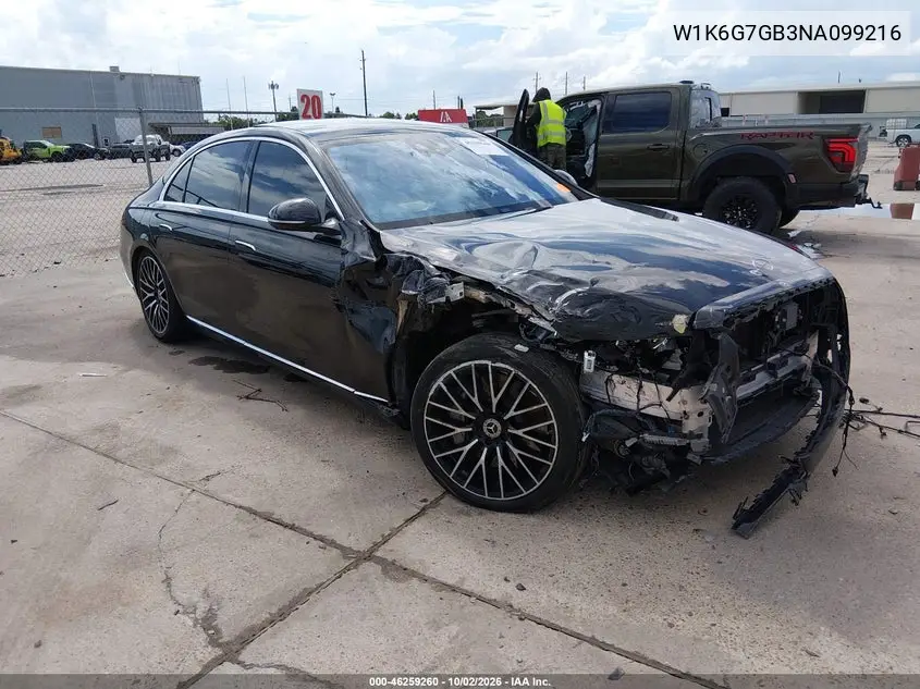 MERCEDES S-KLASSE 2022, VIN W1K6G7GB3NA099216