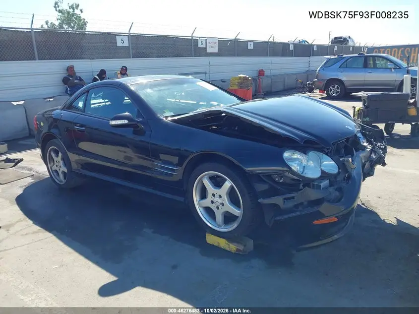 MERCEDES SL-KLASSE 2003, VIN WDBSK75F93F008235