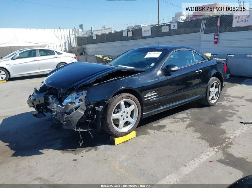 2003 MERCEDES SL-KLASSE VIN WDBSK75F93F008235 — фото 2
