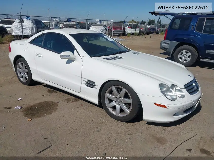 MERCEDES SL-KLASSE 2003, VIN WDBSK75F63F022612