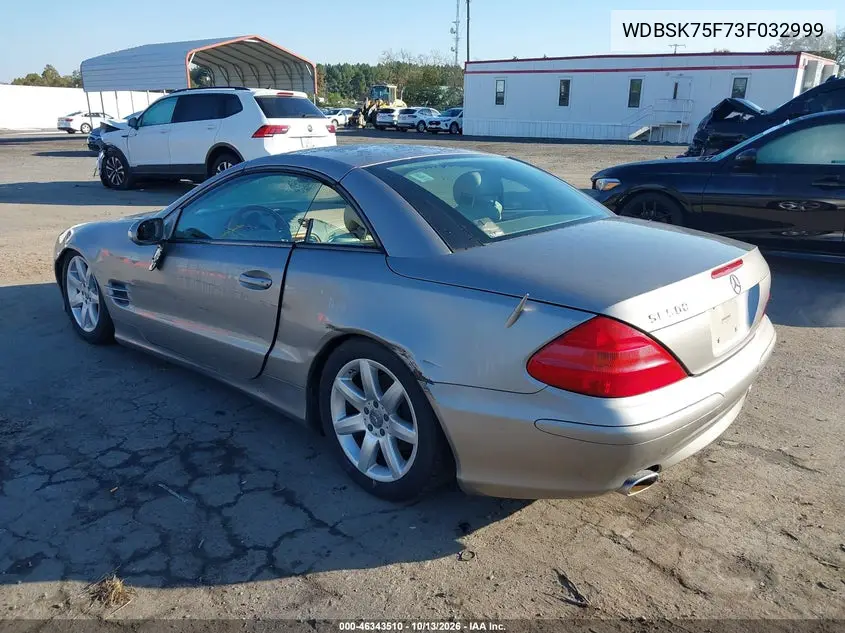 2003 MERCEDES SL-KLASSE VIN WDBSK75F73F032999 — фото 3