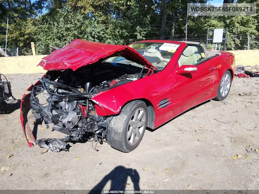 2005 MERCEDES SL-KLASSE VIN WDBSK75F45F089714 — фото 2
