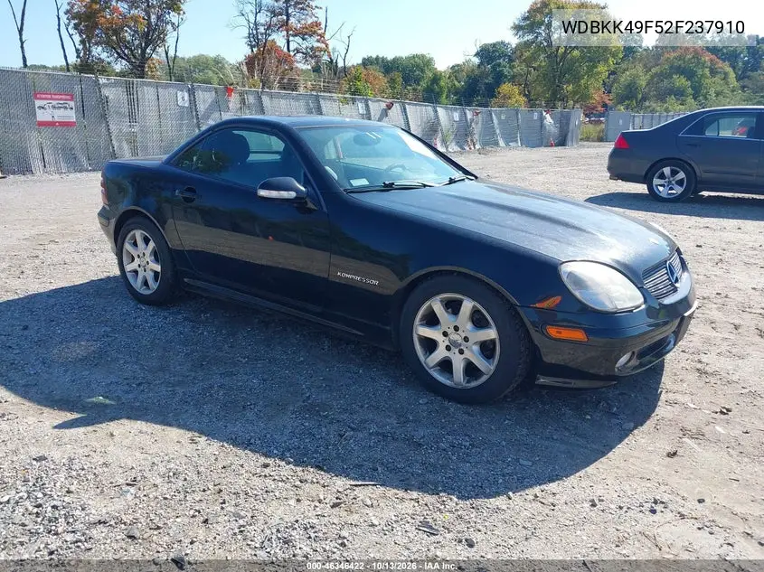 MERCEDES SLK-KLASSE 2002, VIN WDBKK49F52F237910