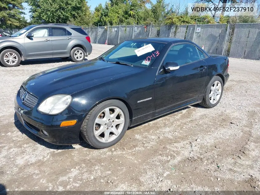 2002 MERCEDES SLK-KLASSE VIN WDBKK49F52F237910 — фото 2