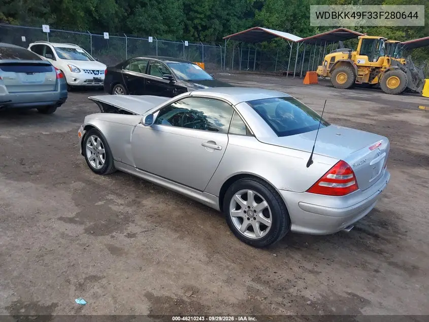 2003 MERCEDES SLK-KLASSE VIN WDBKK49F33F280644 — фото 3