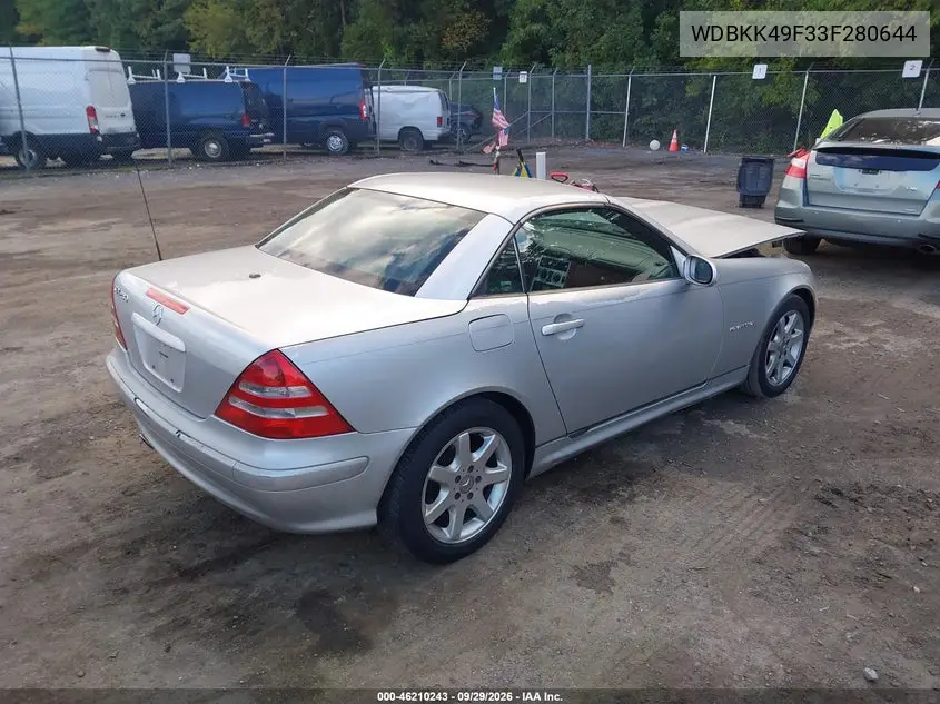 2003 MERCEDES SLK-KLASSE VIN WDBKK49F33F280644 — фото 4