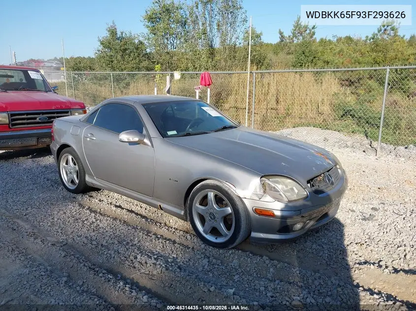 MERCEDES SLK-KLASSE 2003, VIN WDBKK65F93F293626