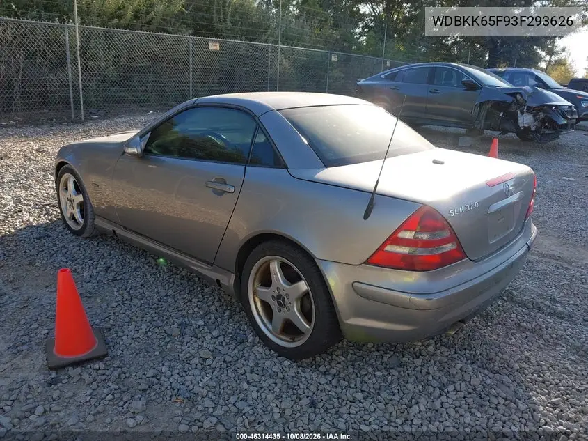 2003 MERCEDES SLK-KLASSE VIN WDBKK65F93F293626 — фото 3