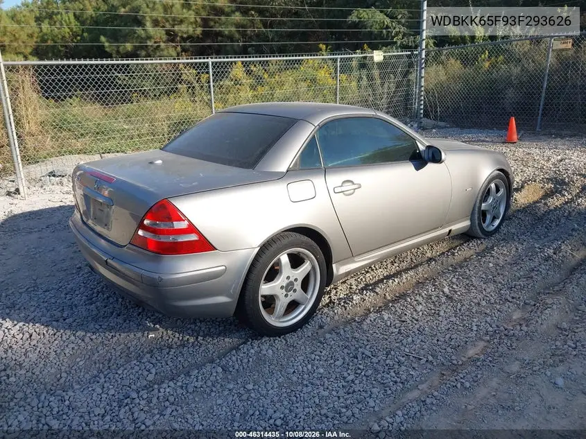 2003 MERCEDES SLK-KLASSE VIN WDBKK65F93F293626 — фото 4