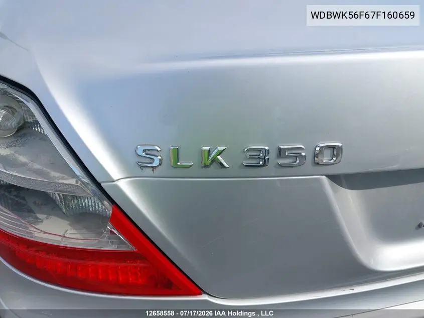 2007 MERCEDES SLK-KLASSE VIN WDBWK56F67F160659 — фото 19